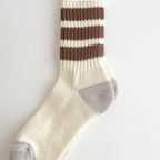 COARSE RIBBED OLDSCHOOL CREW SOCKS #BROWN [R1255-AW25]