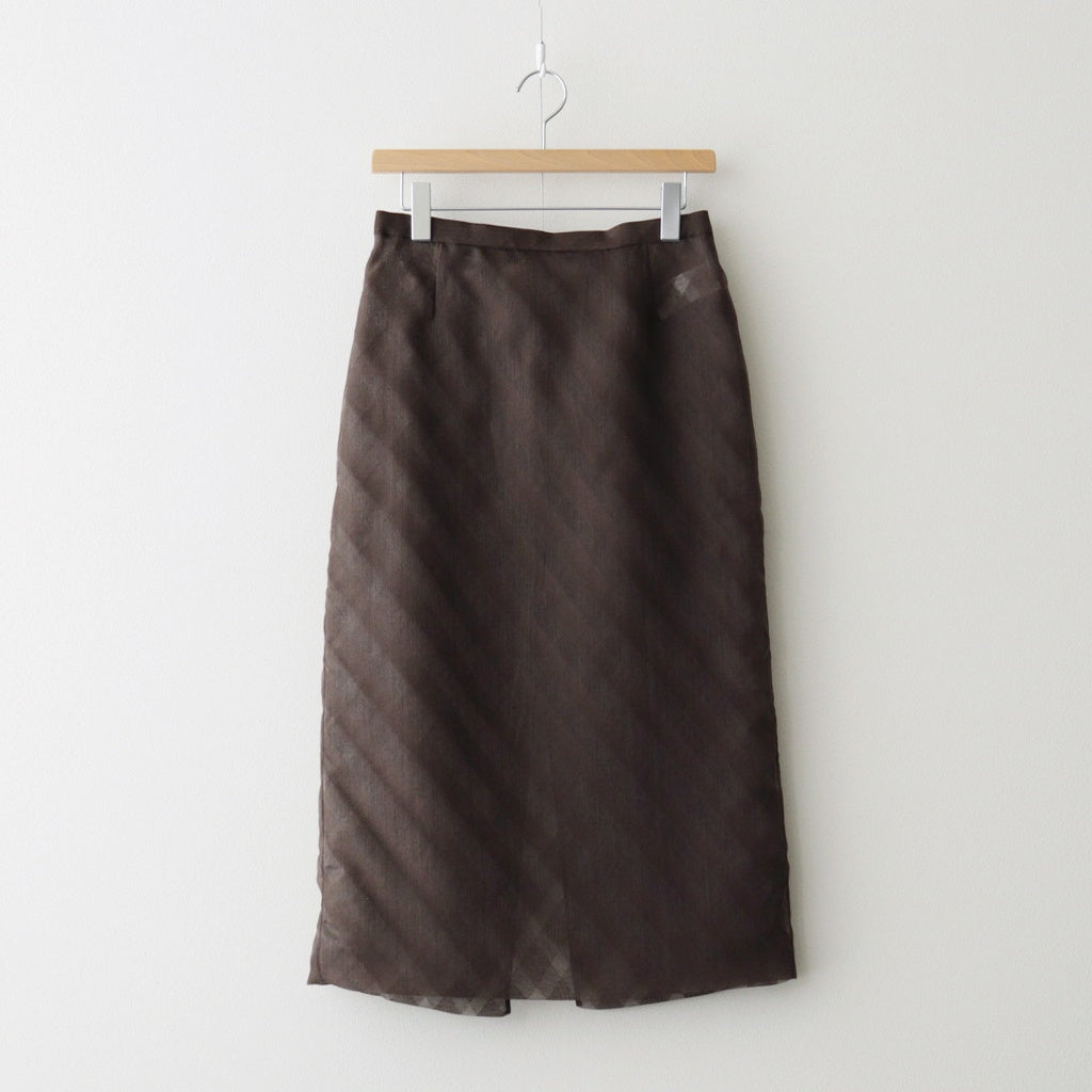 SHEER SILK COTTON CUT JACQUARD PENCIL SKIRT #DARK BROWN [A26SS02SO]