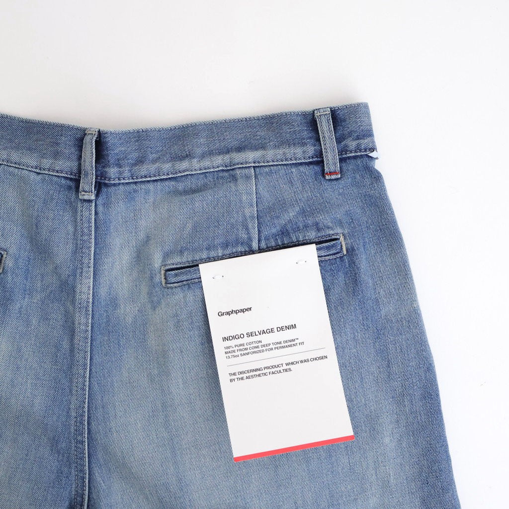 Selvage Denim Two Tuck Pants #INDIGO_LIGHT FADE [GU261-40061LB]