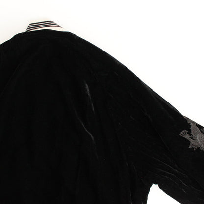 VINTAGE SATIN / VELVET REVERSIBLE ZIP JACKET #GREIGE / BLACK [ST.1047]