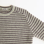 SHETLAND WOOL CASHMERE RIB KNIT P/O #LIME PURPLE STRIPE [A26AP01SB]