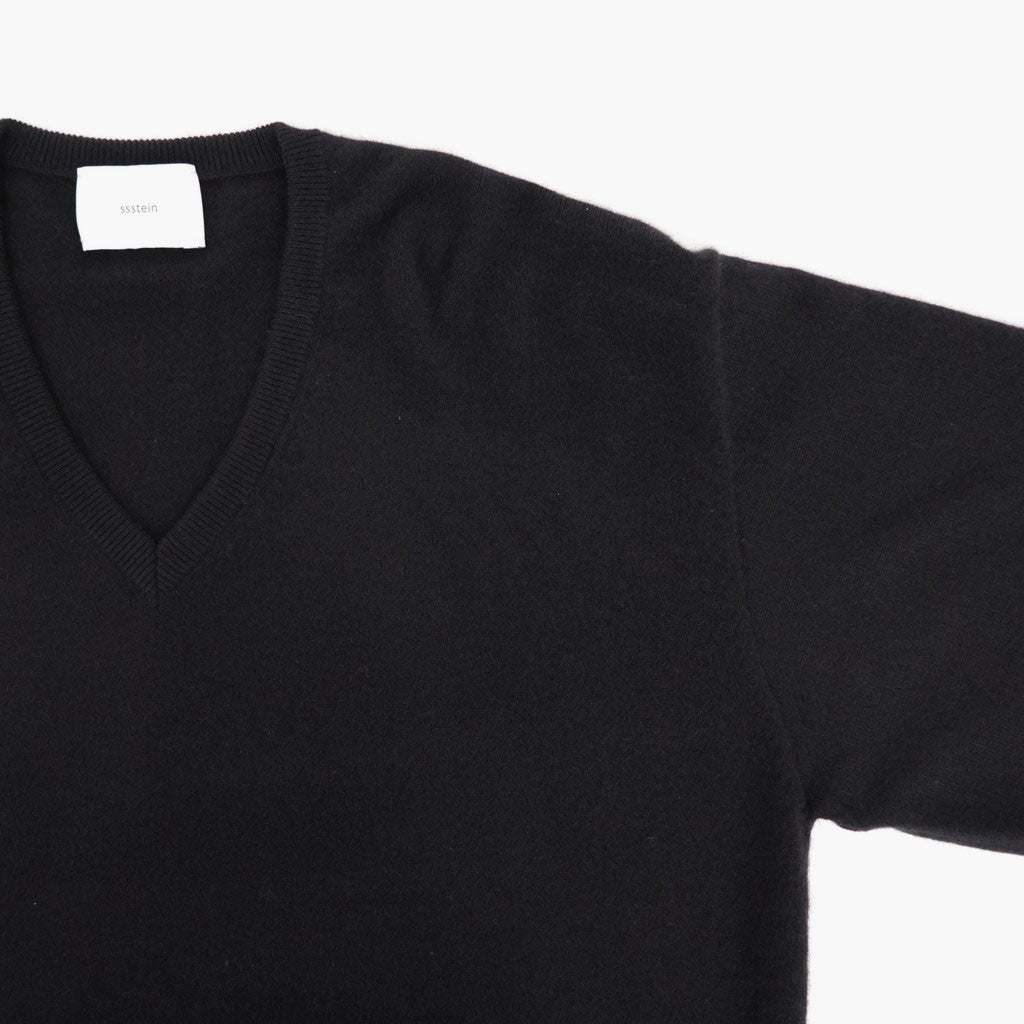 PURE CASHMERE KNIT V NECK LS #BLACK [ST.1629]