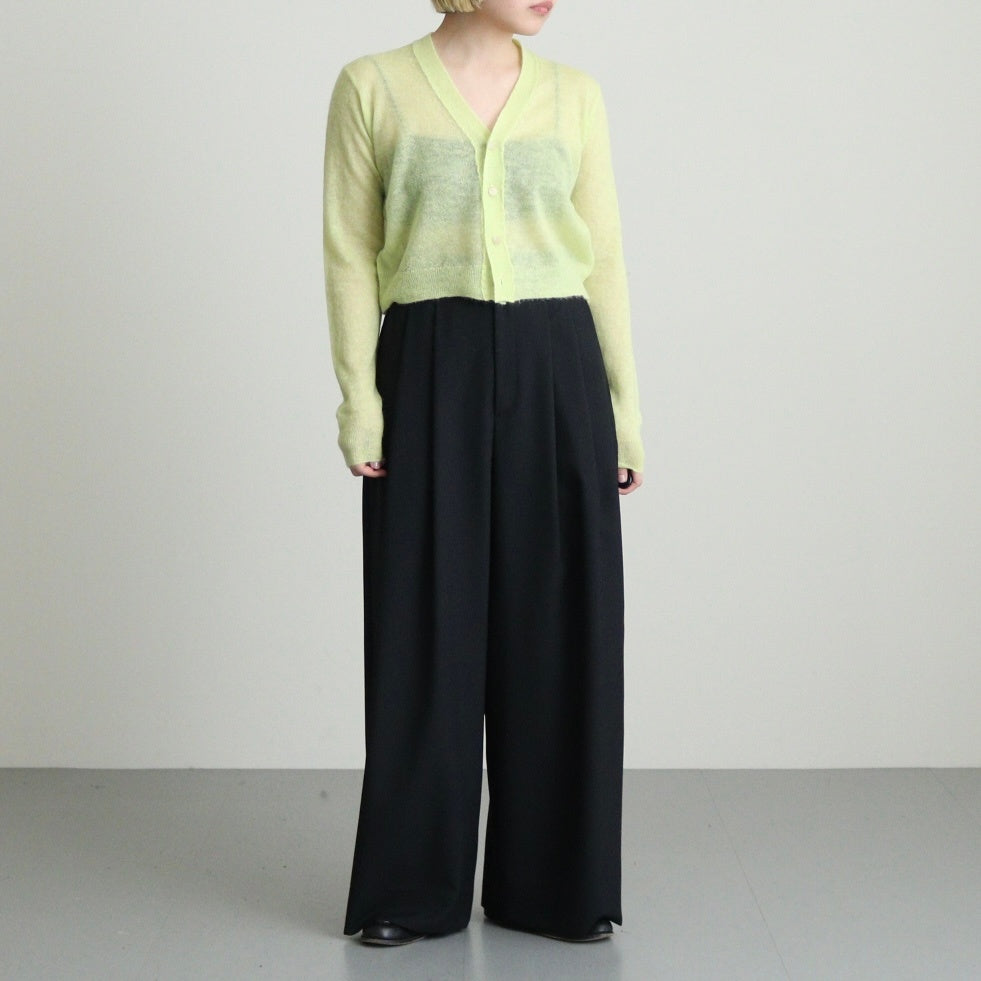 KID MOHAIR SHEER KNIT CARDIGAN #LIME YELLOW [A25SC04FG]