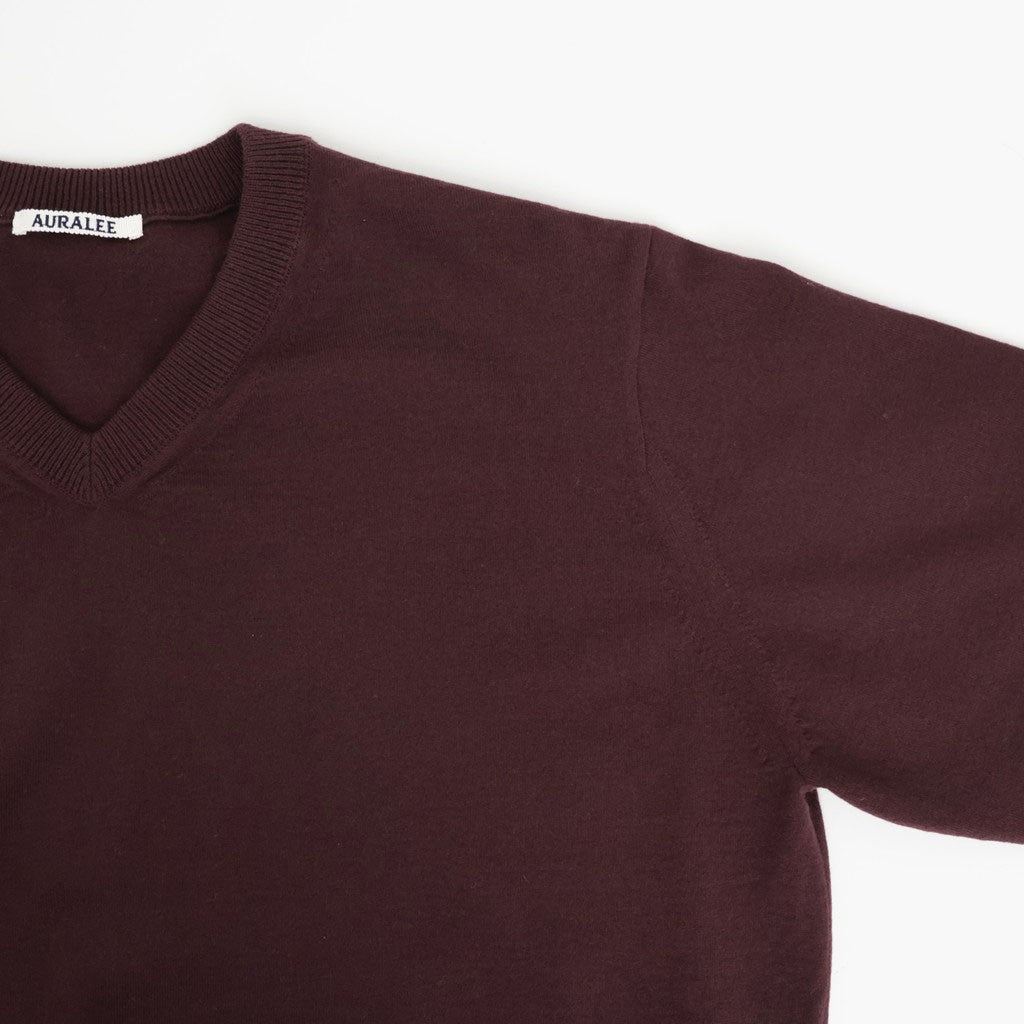 HIGH TWIST WOOL KNIT V-NECK P/O #RED BROWN [A26AV02CK]