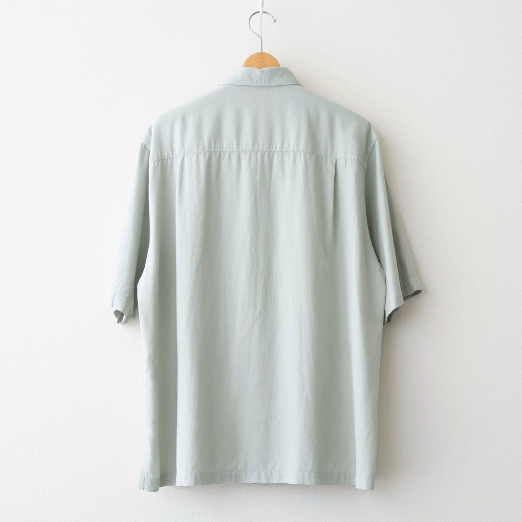 COTTON SILK VIERA LOOSE FIT HALF SLEEVE SHIRT #GREEN [BLAGLM0206]