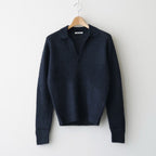 BABY SURI ALPACA SHEER KNIT SKIPPER POLO #NAVY [A26AP04AK]