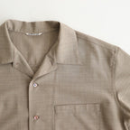 SUPER FINE TROPICAL WOOL OPEN COLLAR HALF SLEEVED SHIRT #TOP LIGHT BROWN [A25SS02WT]