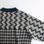 KUBA KNIT SWEATER #NAVY & BEIGE [2541000601]