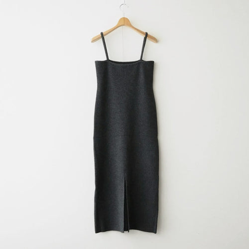 SMOOTH FULLED WOOL KNIT DRESS #CHARCOAL [A26AD03KS]