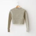 SHETLAND WOOL CASHMERE RIB KNIT BOAT-NECK P/O #BEIGE STRIPE [A25AP03SB]