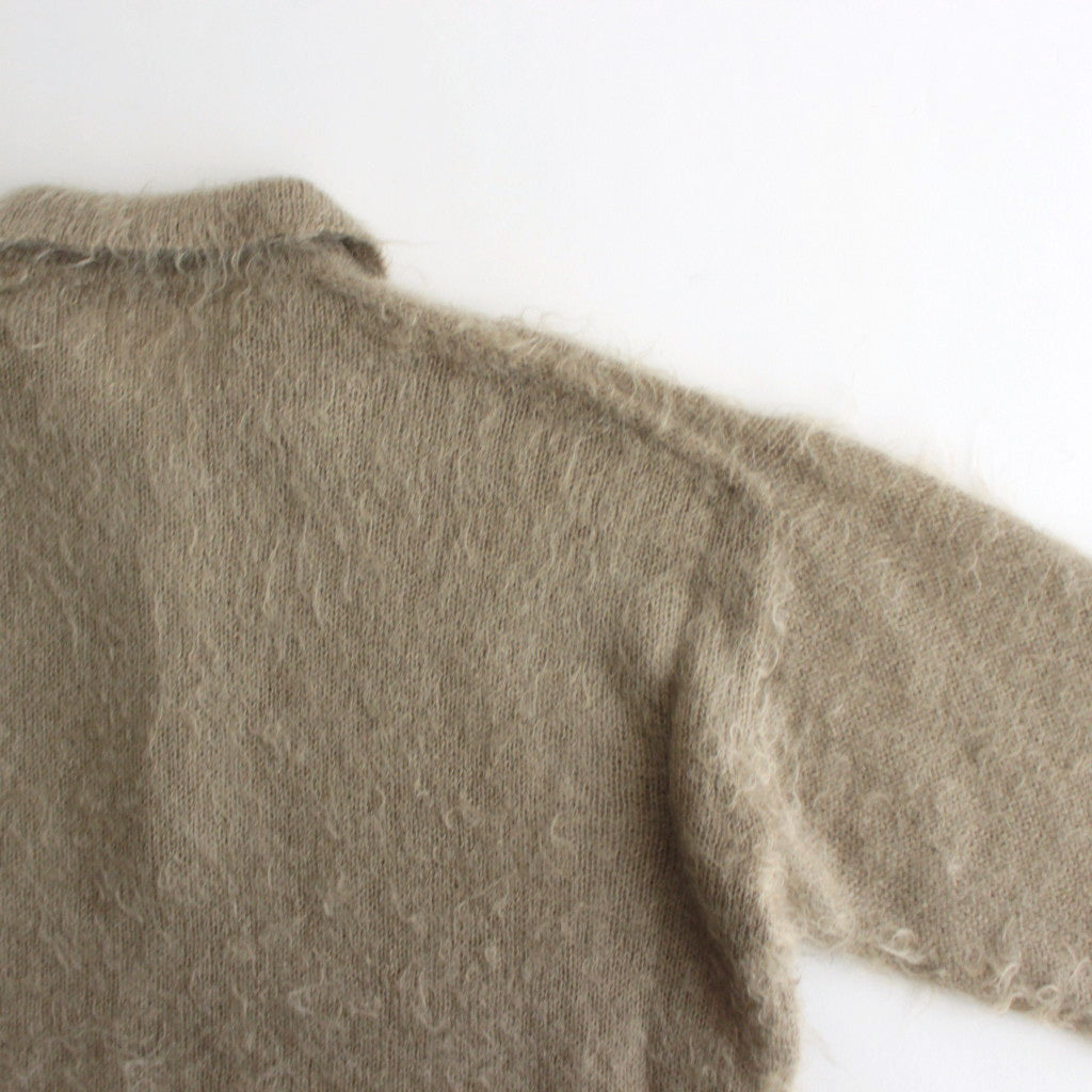 BRUSHED SUPER KID MOHAIR KNIT POLO #GRAY BEIGE [A24AP02KM]