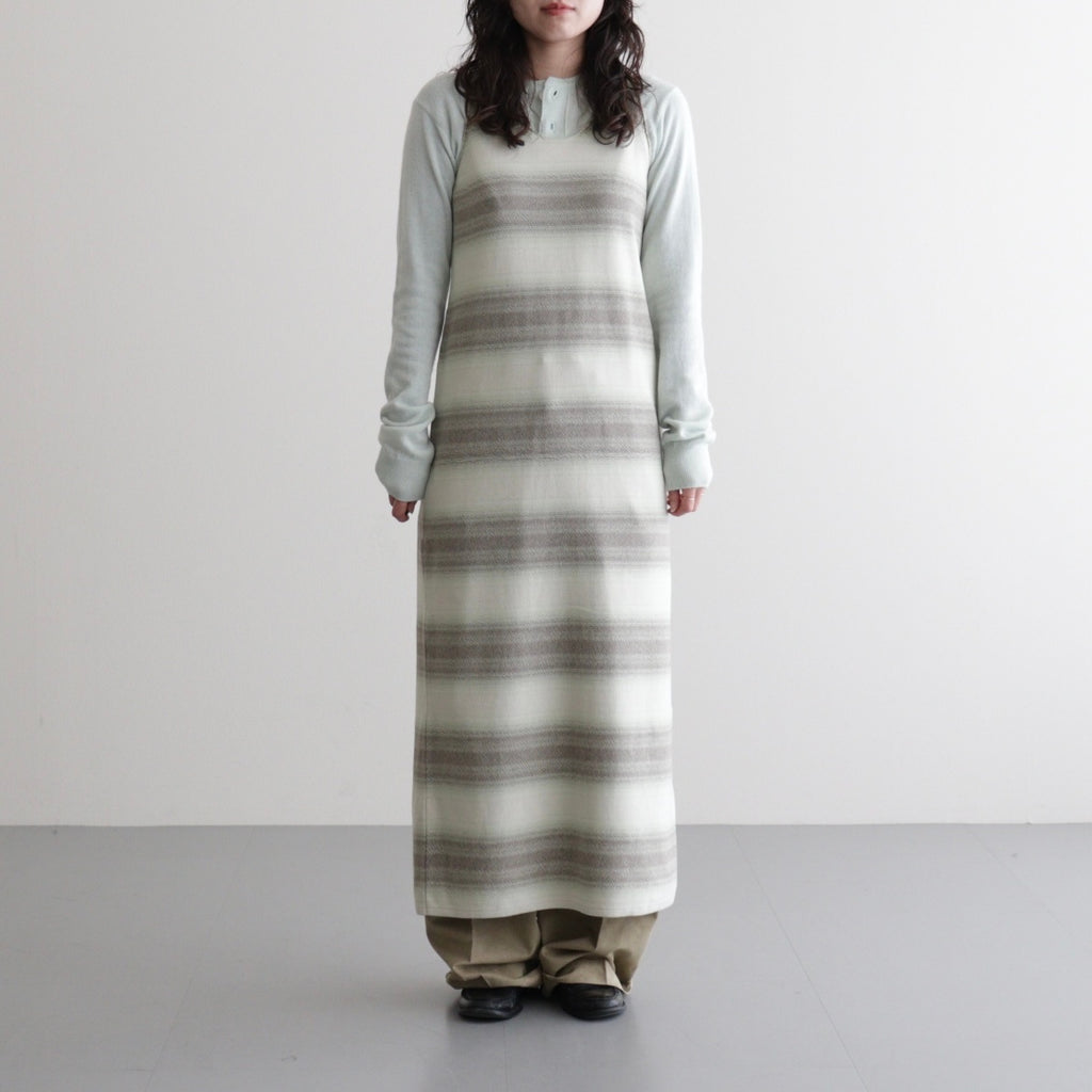 COTTON SILK GRADIENT STRIPE KNIT DRESS #LIME GRAY STRIPE [A26SD03GB]