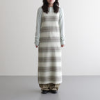 COTTON SILK GRADIENT STRIPE KNIT DRESS #LIME GRAY STRIPE [A26SD03GB]