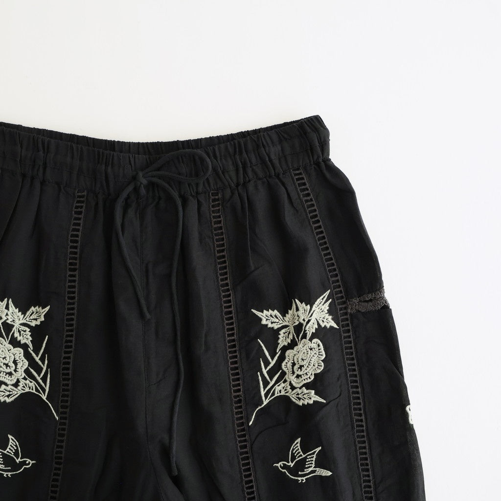 Embroidery Patchwork Trousers #BLK [12610719]