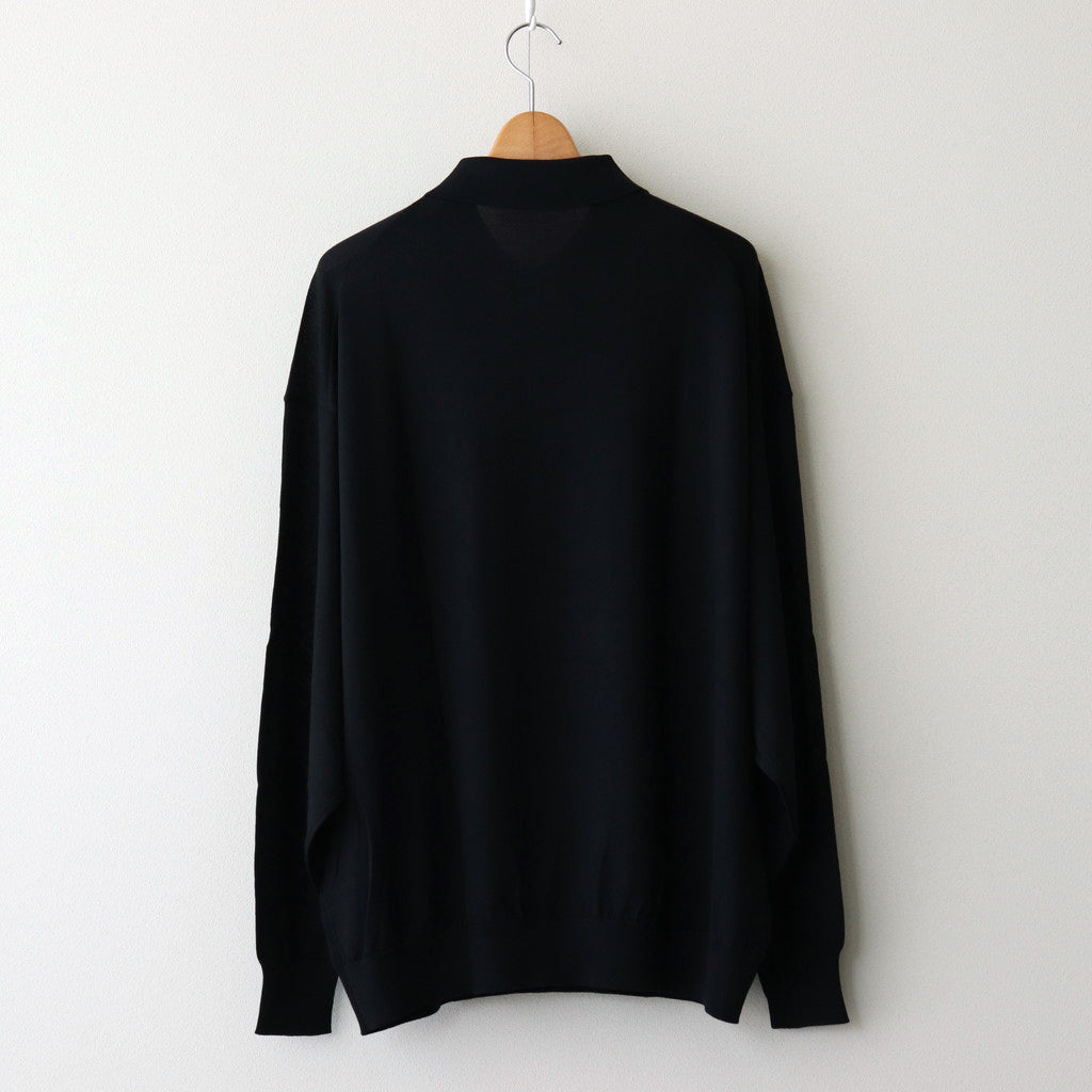 High Gauge Knit Oversized L/S Polo #BLACK [GM243-80315B]