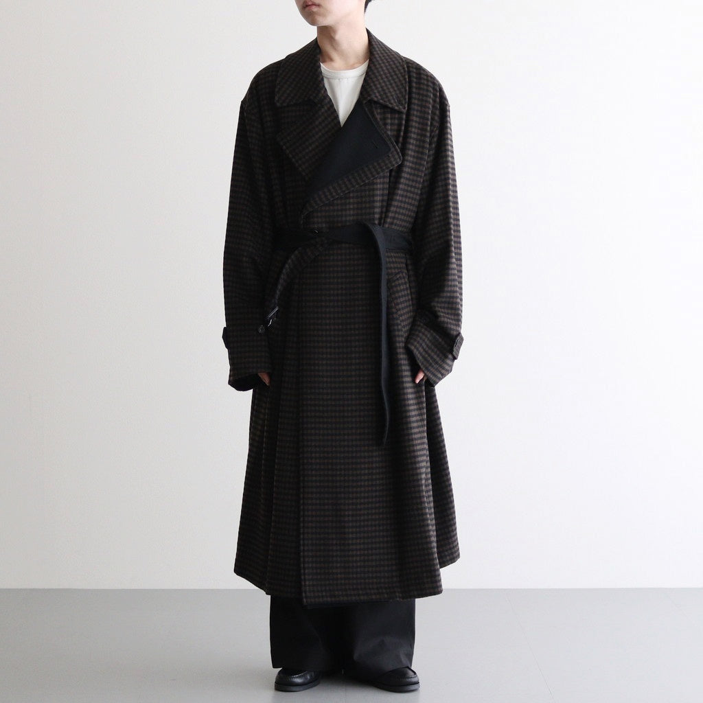 DOUBLE LAPELED DOUBLE BREASTED COAT #GINGHAM x BLACK [ST.603]