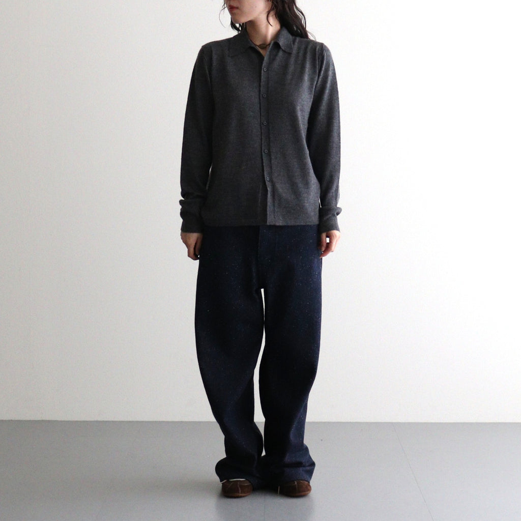 HIGH GAUGE SOFT CASHMERE KNIT SHIRT CARDIGAN #CHARCOAL [A26AC03SM]