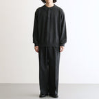 BLUEFACED WOOL TWO-TUCK SLACKS #CHARCOAL NAVY STRIPE [A26AP04BS]