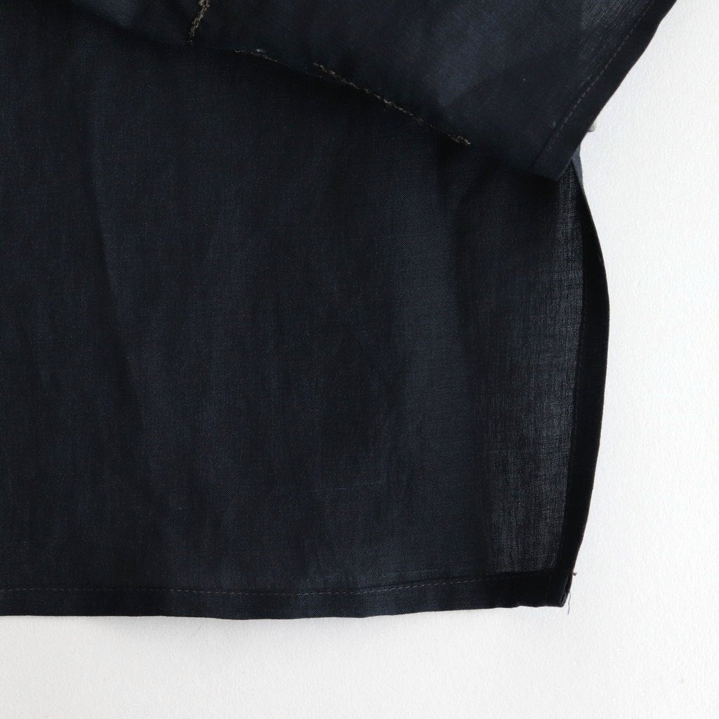 EMBROIDERY OPEN COLLAR SHIRT #NAVY [YK25SS001004SH]