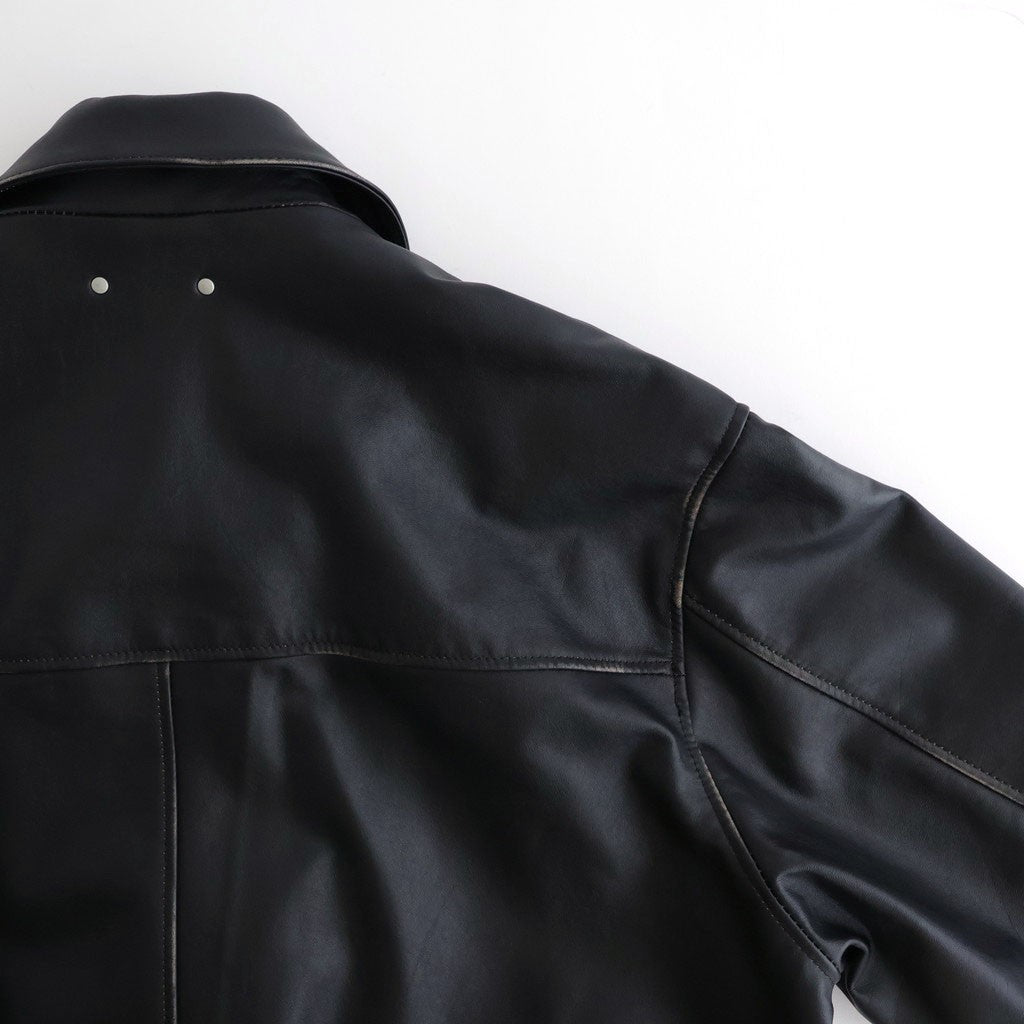 COW LEATHER VINTAGE FLIGHT JACKET #BLACK [ST.1381]
