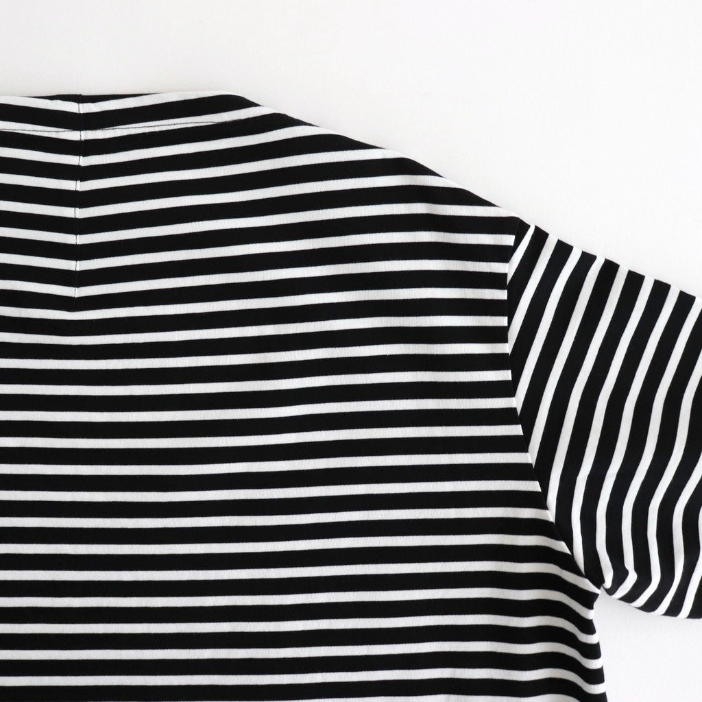 FBSBTF - 微強撚綿天竺 ボートネックロンT #98 BK base×WH bd [SN_FR0907TF]