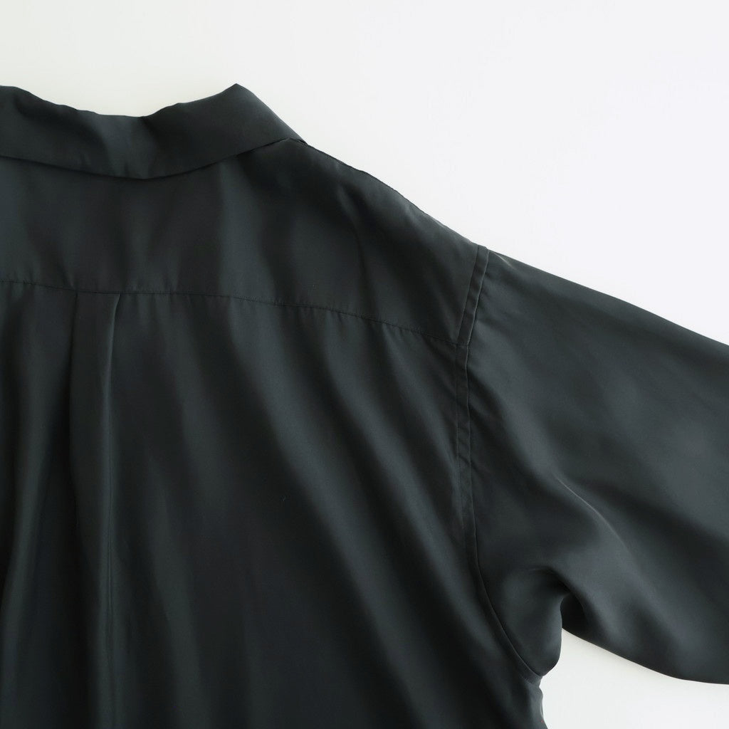 CUPRO TWILL OVERSIZED OPEN COLLAR SS SHIRT #BLACK [ST.1462]