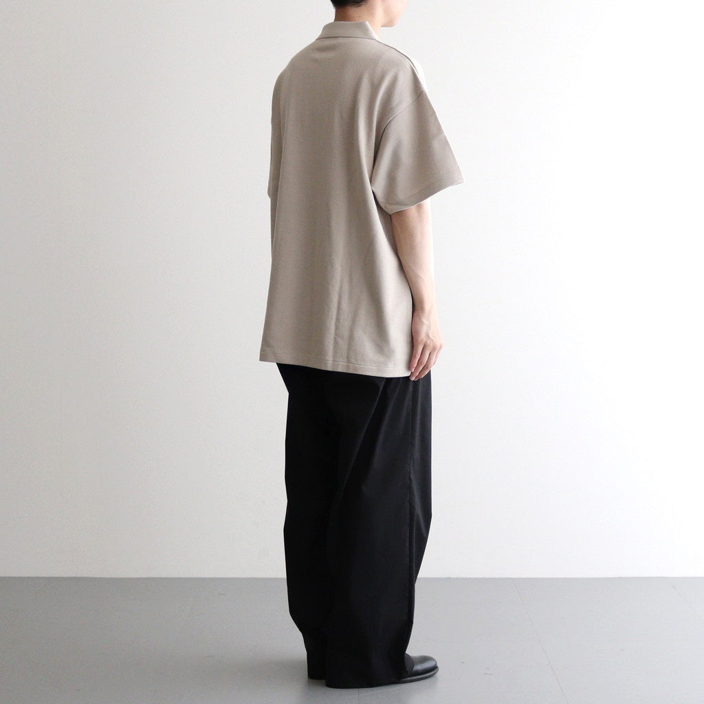 【chimala】PIQUE SKIPPER PULL Cotton Pique Jersey S/S Skipper Polo #BEIGE [GU251-70057] – ciacura