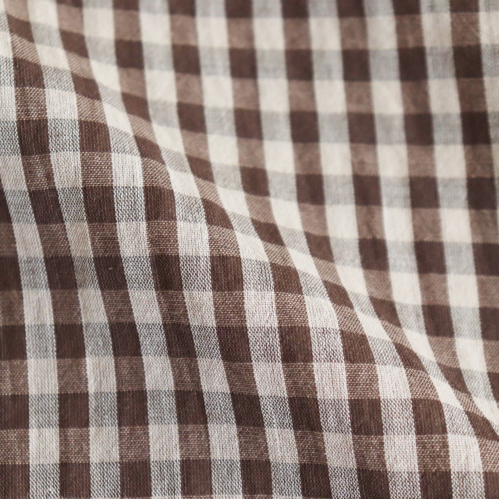 AIRY LIGHT COTTON CHECK P/O SHIRT #BROWN GINGHAM CHECK [A25SS02GC]