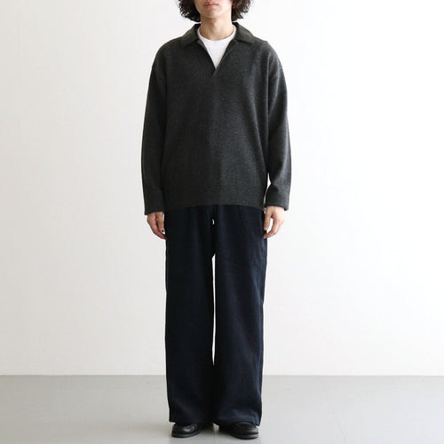 Leather-Trimmed Skipper Sweater #Charcoal [YK26FW01380S]