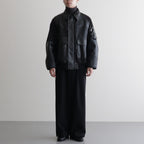 合皮MIXジップブルゾン #BLACK [HP-J011-051]