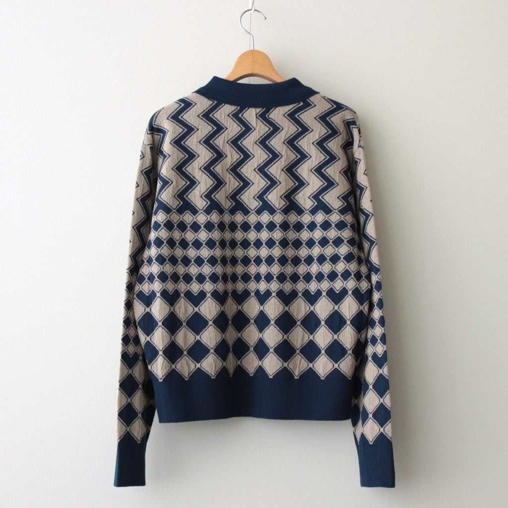 KUBA KNIT SWEATER #NAVY & BEIGE [2541000601]