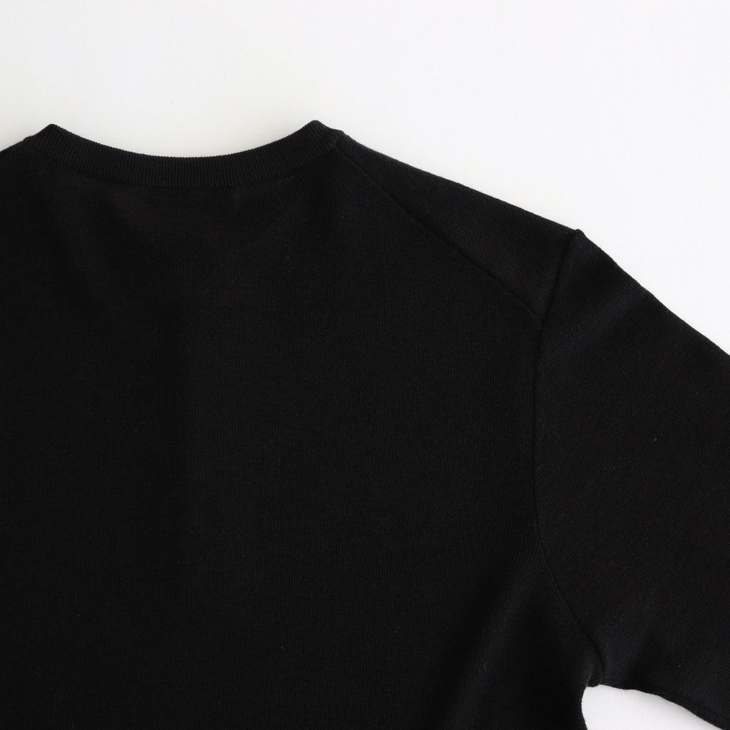 ROYAL WOOL CIRCULAR RIB HENRYNECK SWEATER #BLACK [KRAGCW0703]