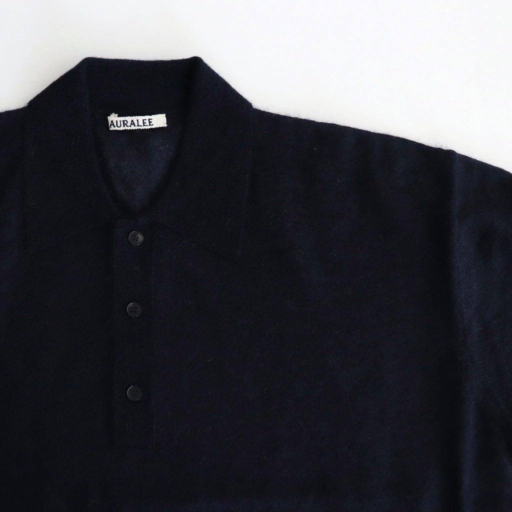 KID MOHAIR SHEER KNIT POLO #NAVY [A25SP03FG]