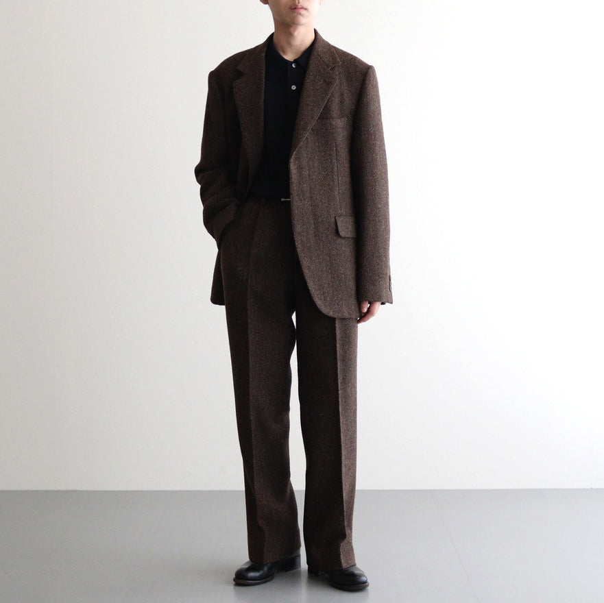 LAMA SHETLAND WOOL TWEED OVER JACKET #BROWN TWEED [A24AJ02LS]