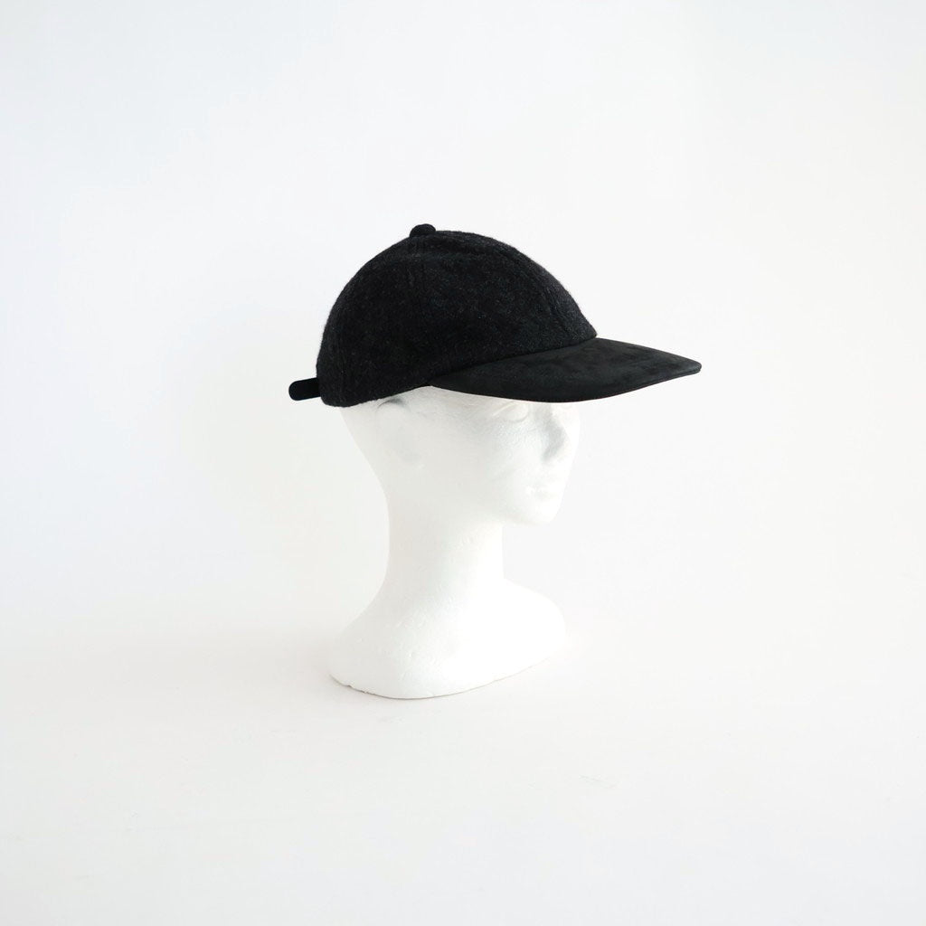 ウールヘリンボーン生地縮絨×レザー キャップ #CHARCOAL [HR-K601-051]