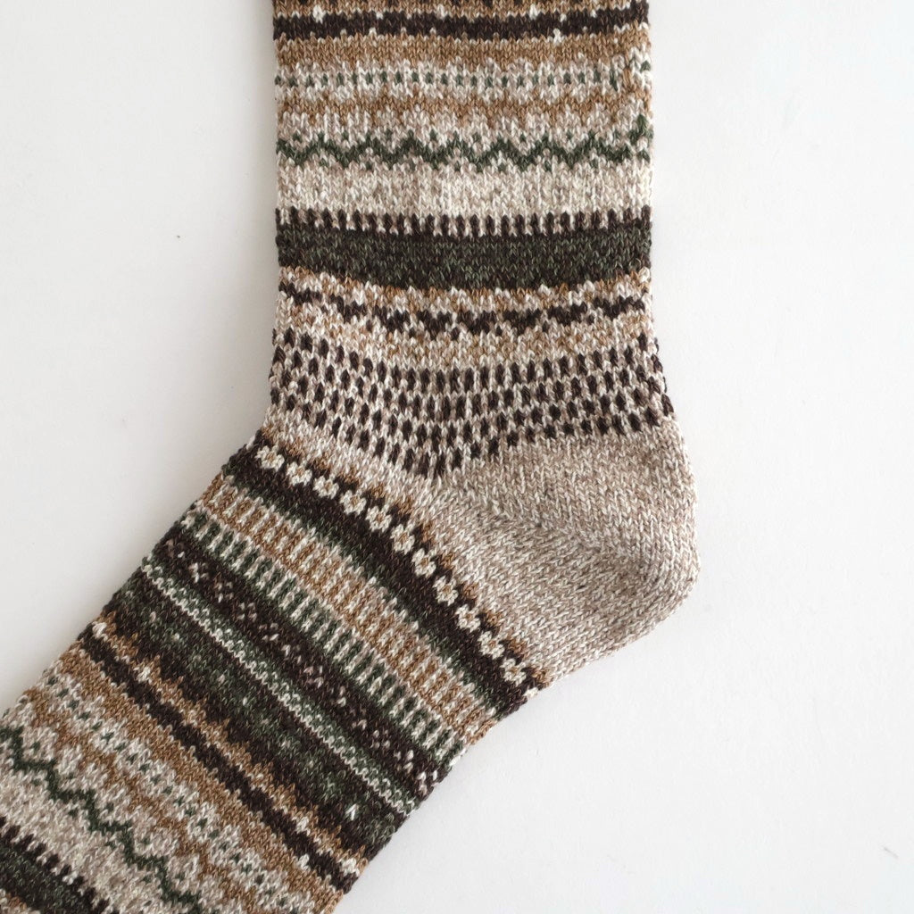 NORDIC PATTERN SOCKS #BROWN [R1630-AW25]