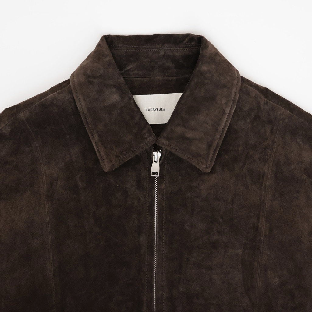 Suede Zip Blouson #D/BRN [12620204]