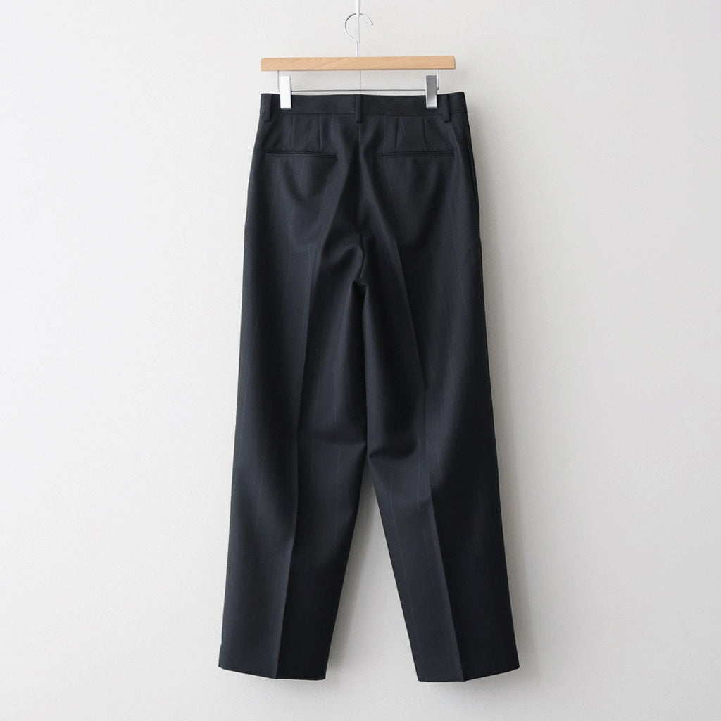 BLUEFACED WOOL TWO-TUCK SLACKS #CHARCOAL NAVY STRIPE [A26SP04BA