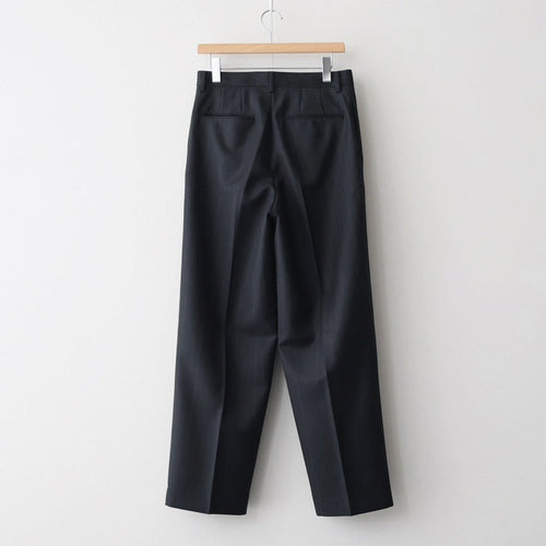 BLUEFACED WOOL TWO-TUCK SLACKS #CHARCOAL NAVY STRIPE [A26SP04BA]