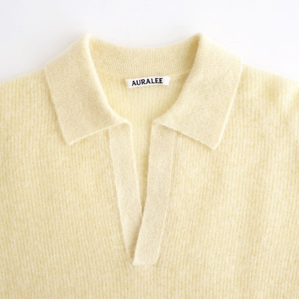 BABY SURI ALPACA SHEER KNIT SKIPPER POLO #ECRU [A26AP04AK]