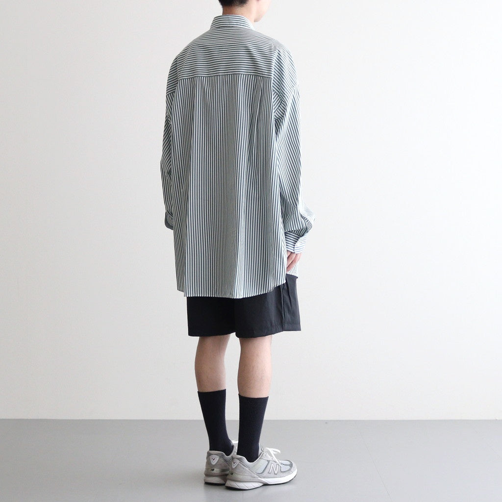 Broad L/S Oversized Regular Collar Shirt #GREEN STRIPE [GM234-50001STB]