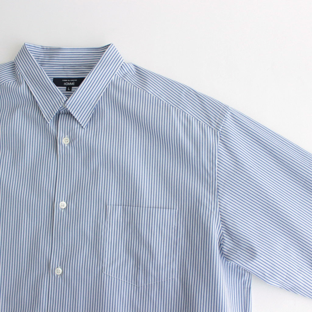綿ストライプ L/S シャツ #NAVY×SAX×WHITE [HO-B007-051]
