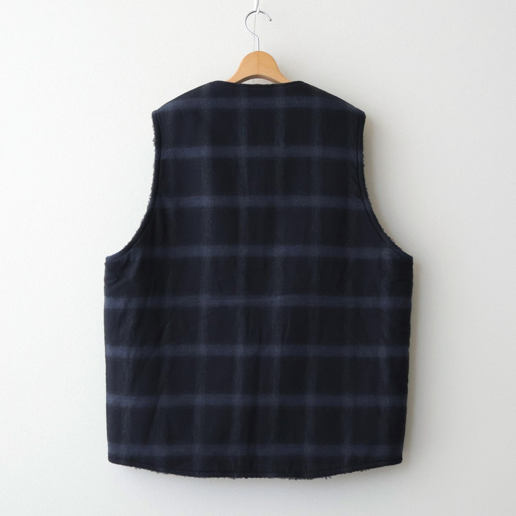 FLANNEL CHECK REVERSIBLE VEST #BLACK [FSC253-30128]