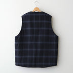 FLANNEL CHECK REVERSIBLE VEST #BLACK [FSC253-30128]