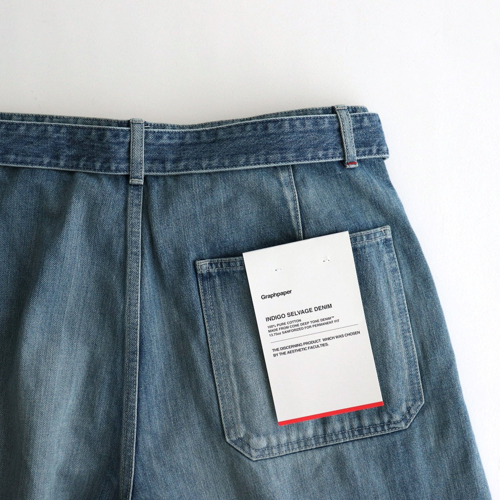 Selvage Denim Belted Pants #INDIGO LIGHT FADE [GU251-40192LB]