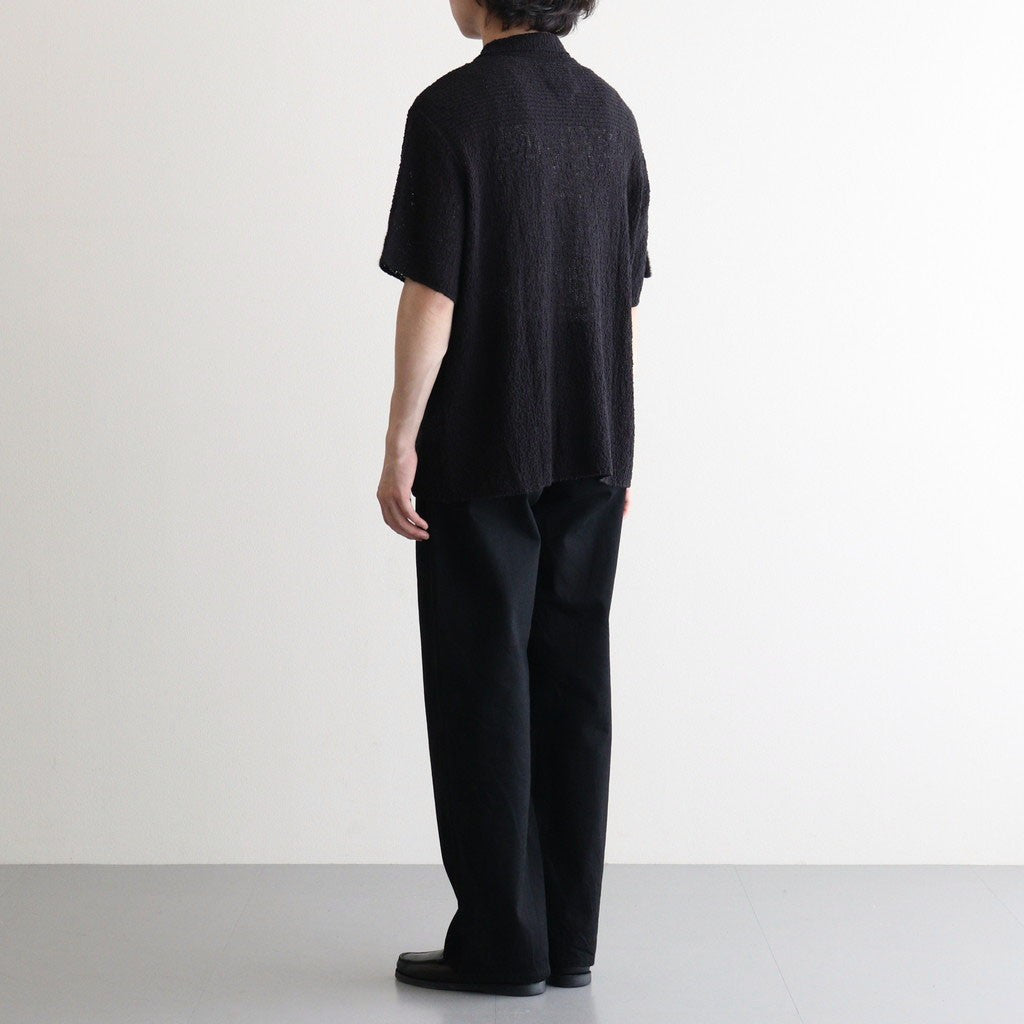 COTTON SHEER KNIT OPEN COLLAR SHIRT #BLACK [YK25SS0964S]