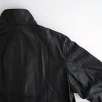 REVERSIBLE WOOL TWISTED TWILL / SHEEP LEATHER HALF COAT #KHAKI BEIGE CHAMBRAY × BLACK [A26AC01AN]