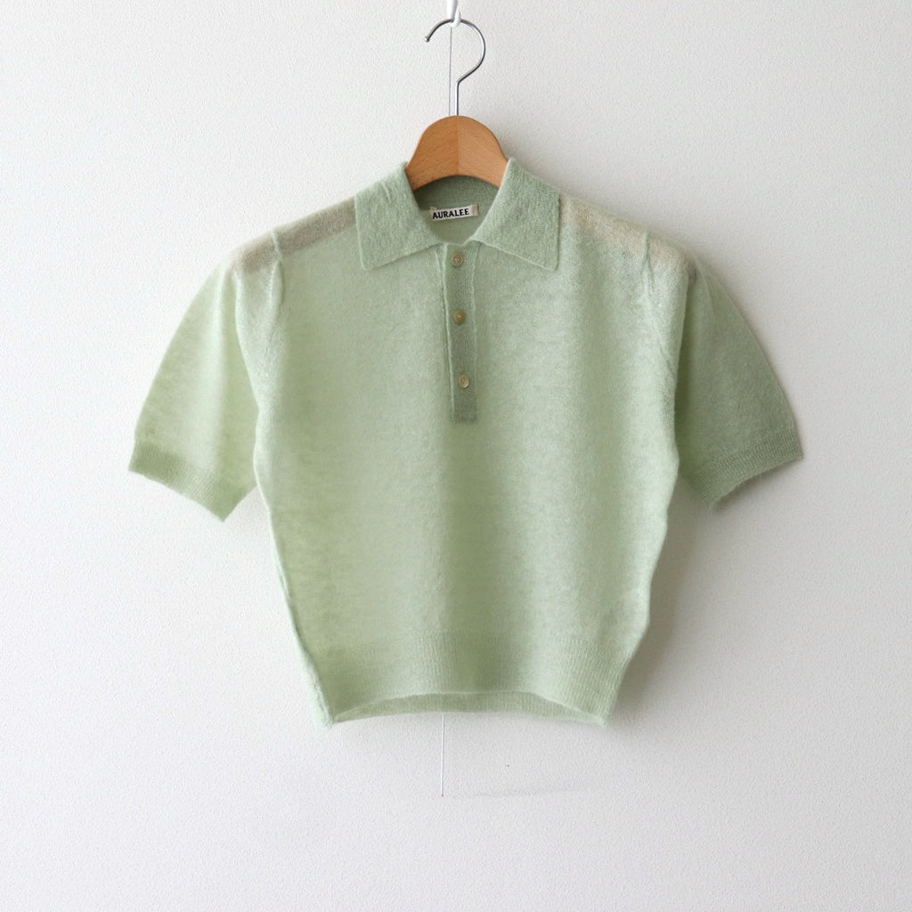 KID MOHAIR SHEER KNIT POLO #PALE GREEN [A25SP05FG]