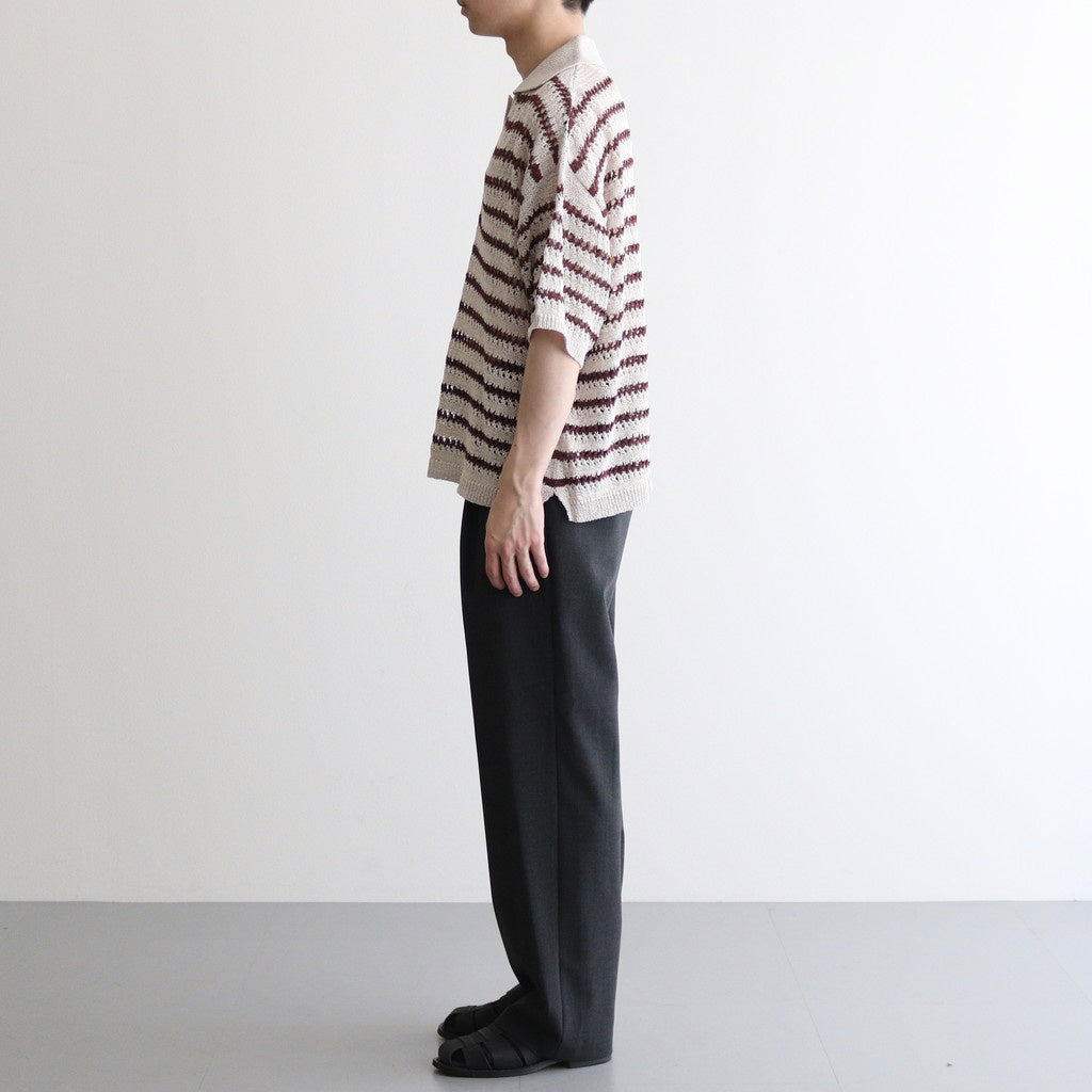 BORDER MESH KNIT SKIPPER POLO SHIRT #IVORY [YK25SS001010S