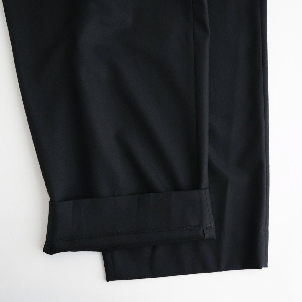WOOL FLANNEL EASY WIDE TROUSERS #BLACK [ST.1609]